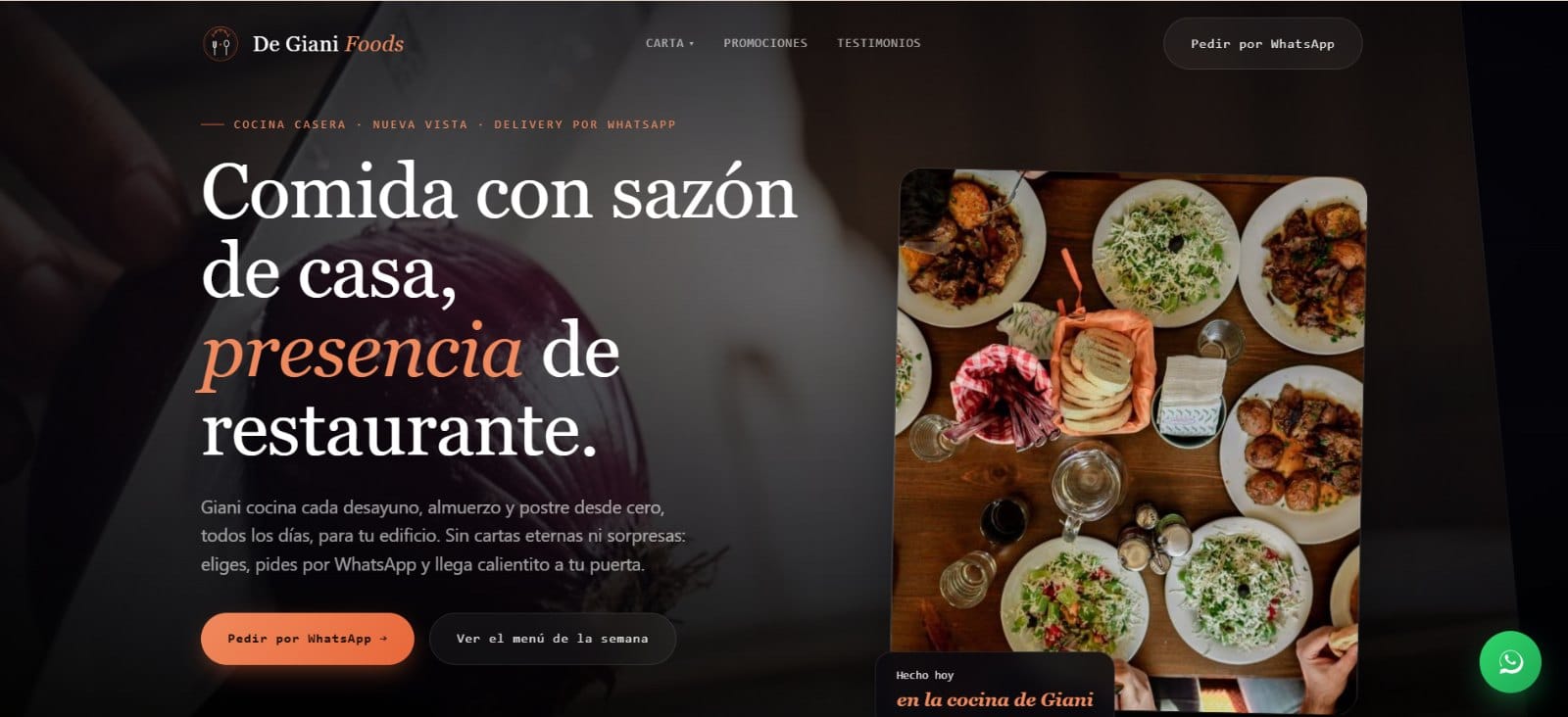 Captura del proyecto De Giani Foods